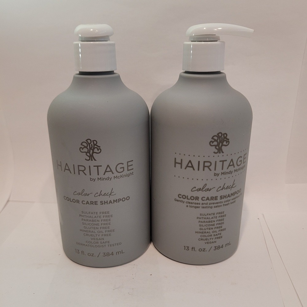 Hairitage by Mindy McKnight Color Check Color Care Shampoo 13oz Lot of‎ 2 Vegan